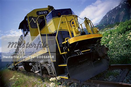 Train, paysage et ciel Seward, Alaska, USA