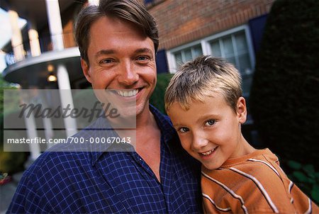 Portrait of Father and Son Outdoors