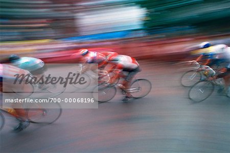 Blurred View of Bicycle Race