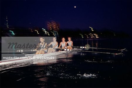 Female Rowers at Night