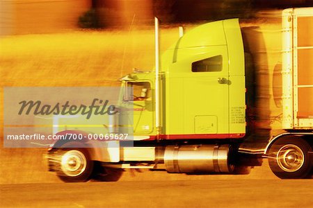 Transport Truck Speeding on Road Woodbridge, Ontario, Canada