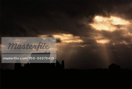 Silhouette of Hore Abbey at Sunset, Cashel, Ireland