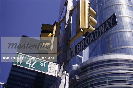En regardant vers le haut signes rue Times Square, New York, New York USA
