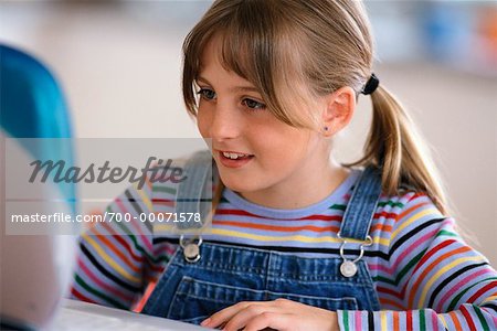 Girl Using Laptop Computer