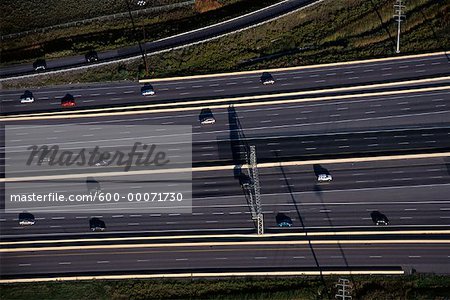 Aerial View of Highway, Highways 407 and 400, Ontario, Canada
