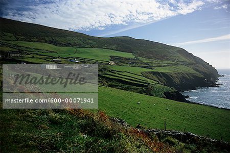 Überblick über Landschaft und Küste, Halbinsel Dingle, Irland