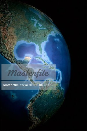 Amérique du Sud et le nord de Globe terrestre