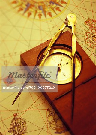 Antique Map and Compass