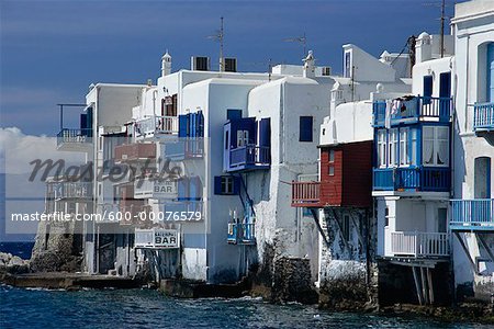 Buildings and Shoreline, Little Venice, Mykonos, Greece
