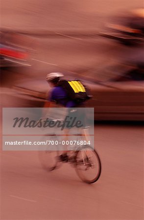 Blurred View of Bike Courier Toronto, Ontario, Canada