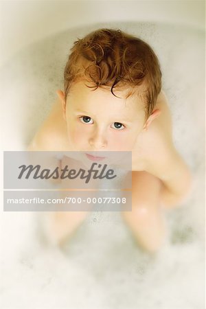 Portrait of Boy in Bubblebath