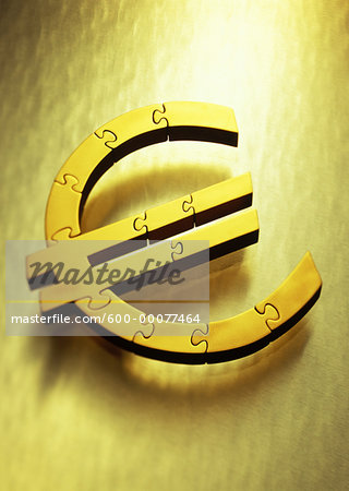 Gold Euro Symbol as Jigsaw Puzzle