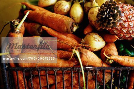 Gros plan des légumes dans le panier la Havane, Cuba