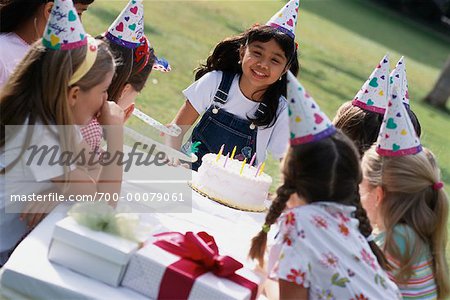 Group of Girls at Birthday Party Outdoors