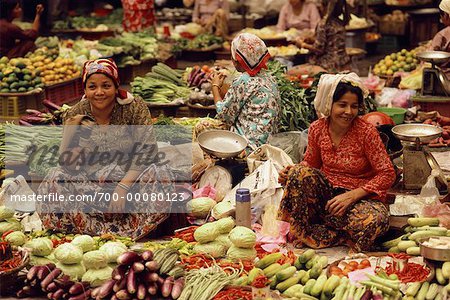Women Selling Fruit and Vegetables at Central Market Kota Bahru, Malaysia