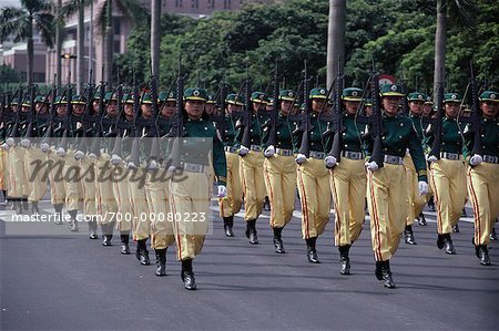 Female Military Cadets Marching At Double Ten Day Parade Taipei, Taiwan