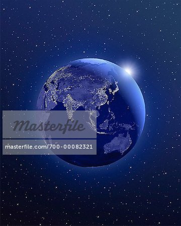 Globe dans l'espace Asie