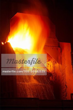 Molten Iron Being Poured Into Blast Furnace for Steelmaking At BHP Billiton Facilities Melbourne, Australia