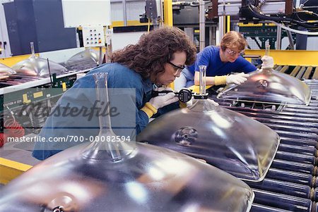 Workers Making Cathode Ray Tubes In Factory