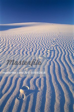 Empreintes de pas sur la Dune de sable de sable blanc National Monument au Nouveau-Mexique, États-Unis