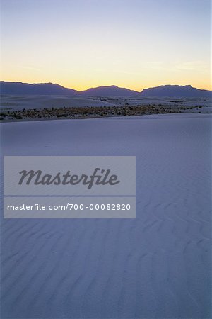 Sand Dunes and San Andres Mountains at Dusk White Sands National Monument New Mexico, USA