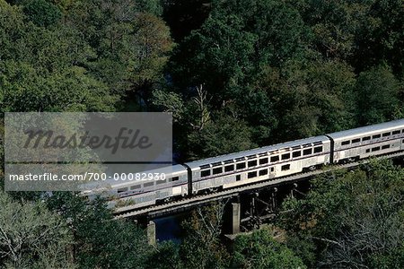 Passenger Train Crossing Black Creek Near Jacksonville, Florida, USA