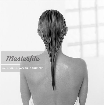 Back View of Nude Woman with Wet Hair