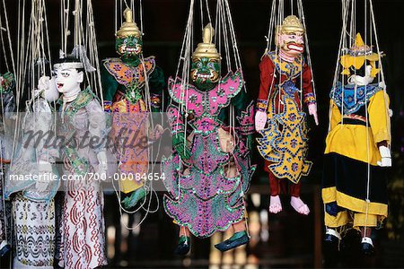 Marionnettes birmanes pour vente Bagan, Myanmar