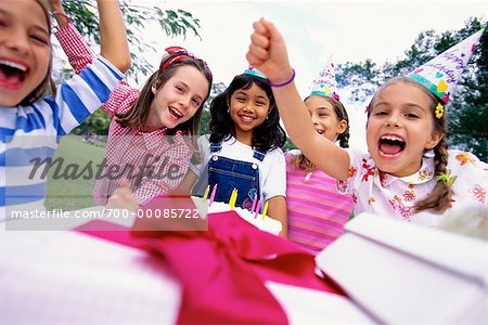 Group of Girls at Birthday Party Outdoors
