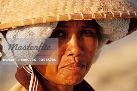 Portrait of Woman Wearing Hat Bali, Indonesia
