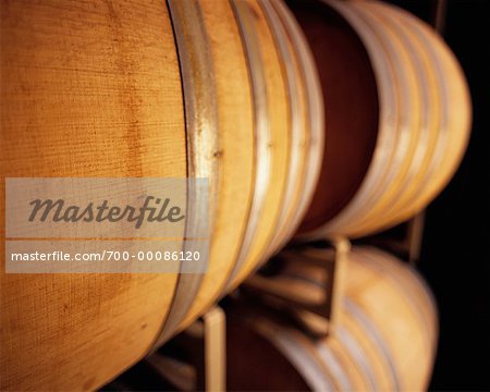 Close-Up of Wine Barrels