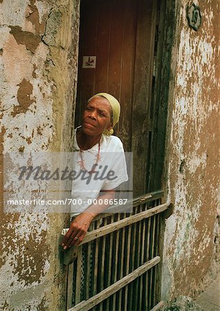 Mature Woman Standing in Doorway Havana, Cuba