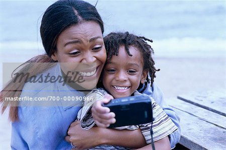 Mother and Son Taking Picture