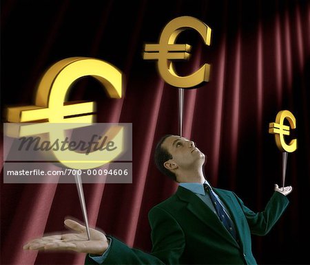 Businessman Balancing Euro Symbol