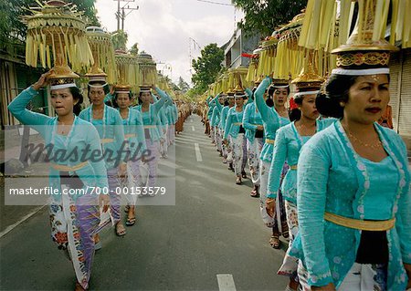 Balinease Women in Procession During Galunggan, Bali, Indonesia