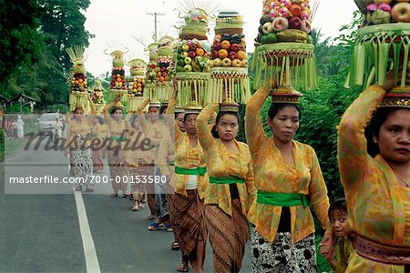 Balinease Women in Procession During Galunggan, Bali, Indonesia