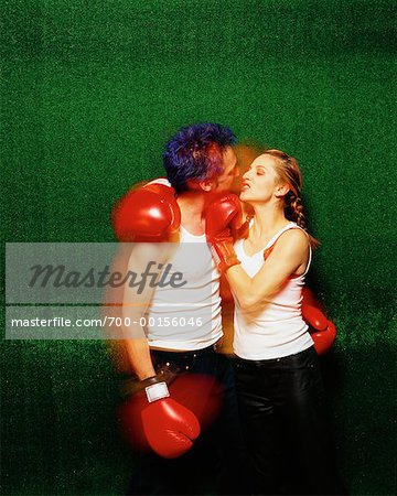 Couple Wearing Boxing Gloves