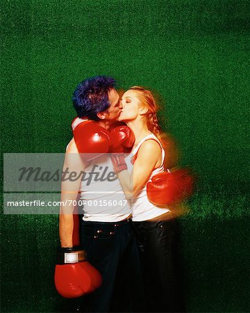 Couple Wearing Boxing Gloves