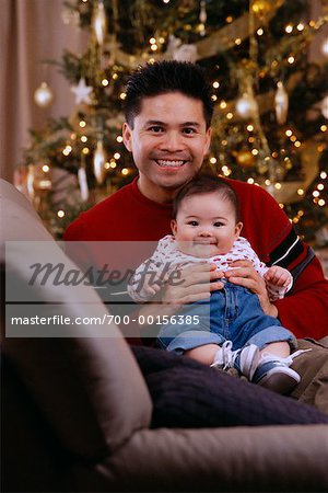 Father and Baby at Christmas