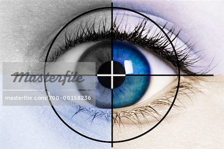 Close-Up of Eyeball in Colour Quadrants