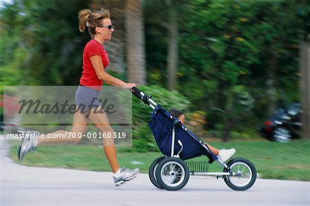 Woman Jogging with Baby