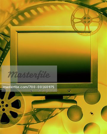 Abstract of Computer Screen and Film Reels