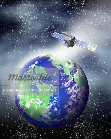 Satellite en orbite autour de la terre