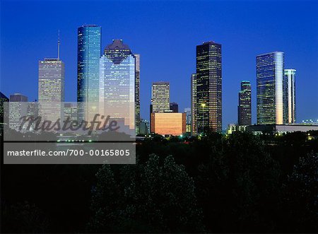 Houston Skyline bei Nacht Houston, Texas, USA