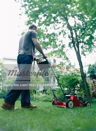 Man Mowing Lawn