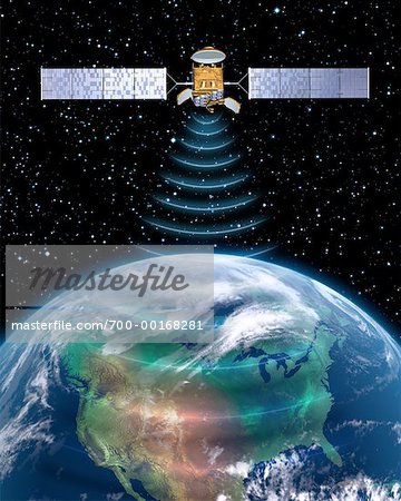 Transmission par satellite au-dessus de l'Amérique du Nord