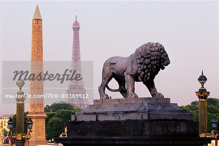 Obelisque de Luxor and Eiffel Tower Paris, France