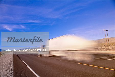 Transport Truck on Highway, Nevada, USA