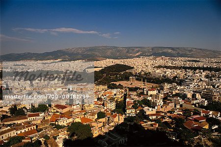 Vue d'Athènes de l'Acropole, Athènes, Grèce