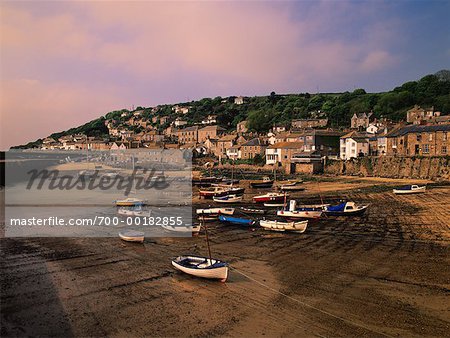 Boats at Low Tide Mousehole, England